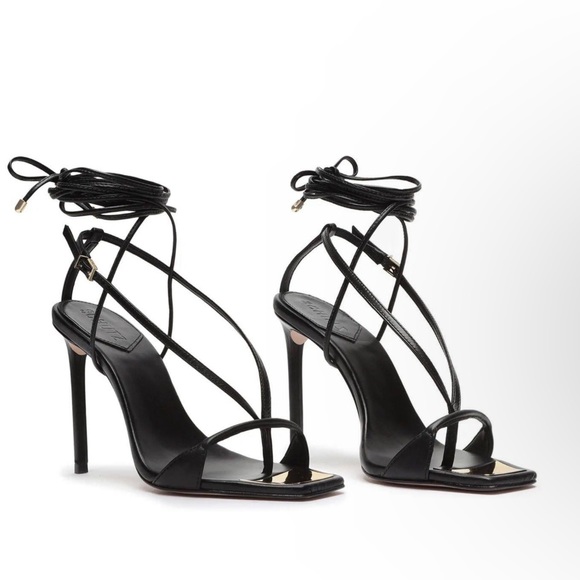 SCHUTZ Shoes - SCHUTZ VIKKI ANKLE TIE HIGH HEEL SANDALS - SIZE 9 BLACK